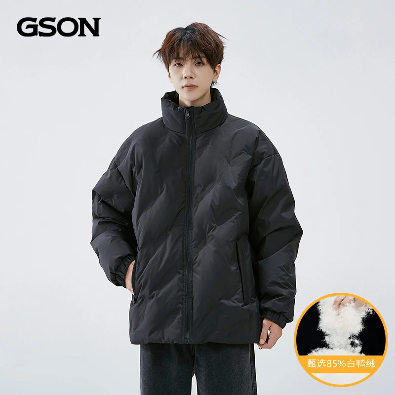 国潮品牌GSON冬季新款羽绒服男士保暖防寒潮牌面包服时尚外套男