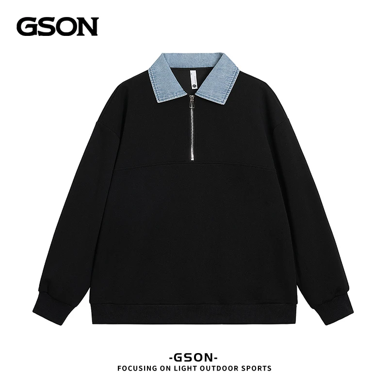 国潮品牌GSON卫衣男士秋季新款宽松舒适百搭拼色潮流港风卫衣男款