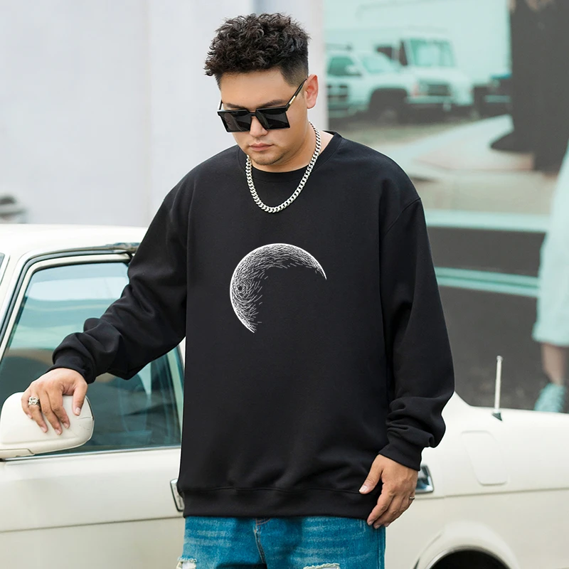 胖子大号卫衣男宽松圆领休闲运动长袖T恤打底衫加肥加大秋冬季潮