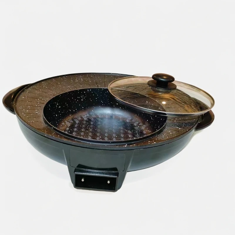 LL多功能涮烤一体锅家用无烟不粘锅煎烤锅电热火锅电烤盘1