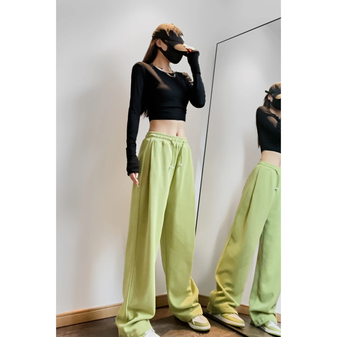 夏春茶时尚运动裤女春秋2024新款高腰束脚卫裤显瘦辣妹休闲阔腿裤