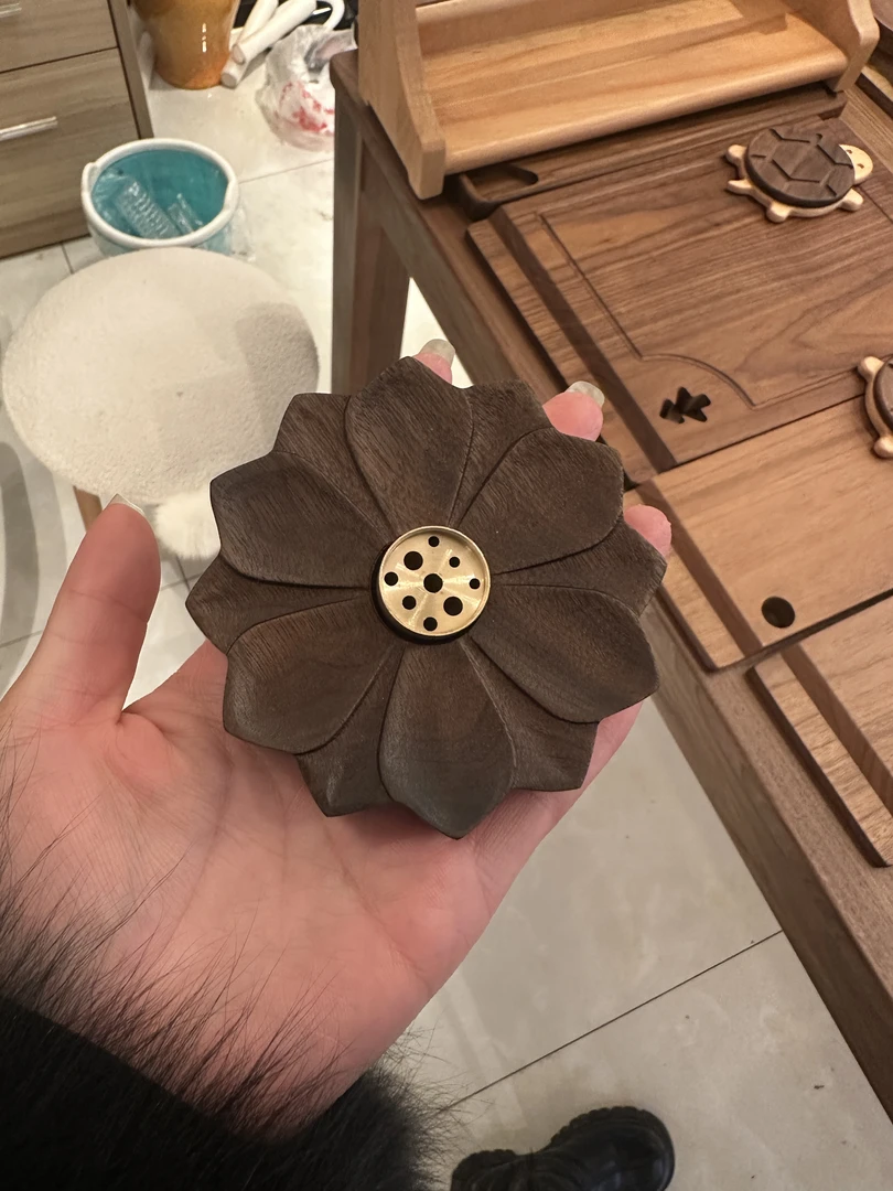 黑胡桃实木香插香座家用室内檀香沉香线香炉托盘