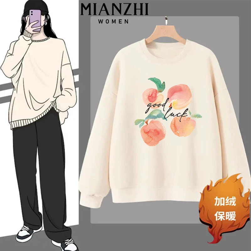 棉致情侣装棉卫衣韩版圆领加绒洋气套头时尚印花休闲百搭ins