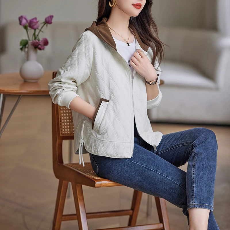 2024春季新品时尚休闲连帽短外套春秋小个子短款百搭女士薄款宽松