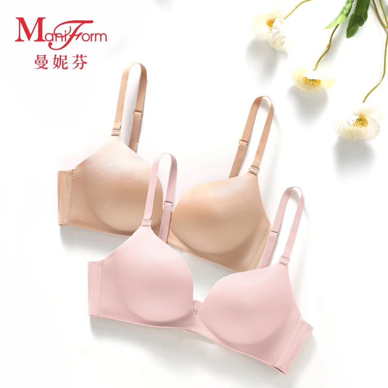 曼妮芬无钢圈舒适透气半片式模杯围聚拢无痕文胸内衣20811115-77