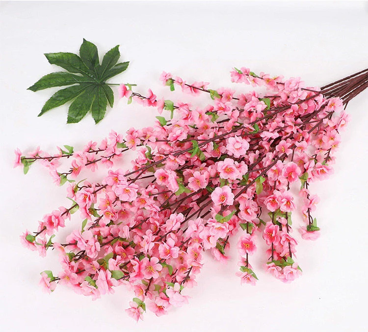 仿真桃花枝客厅装饰假花单支塑料花干花摆件室内外装饰树花卉粉色