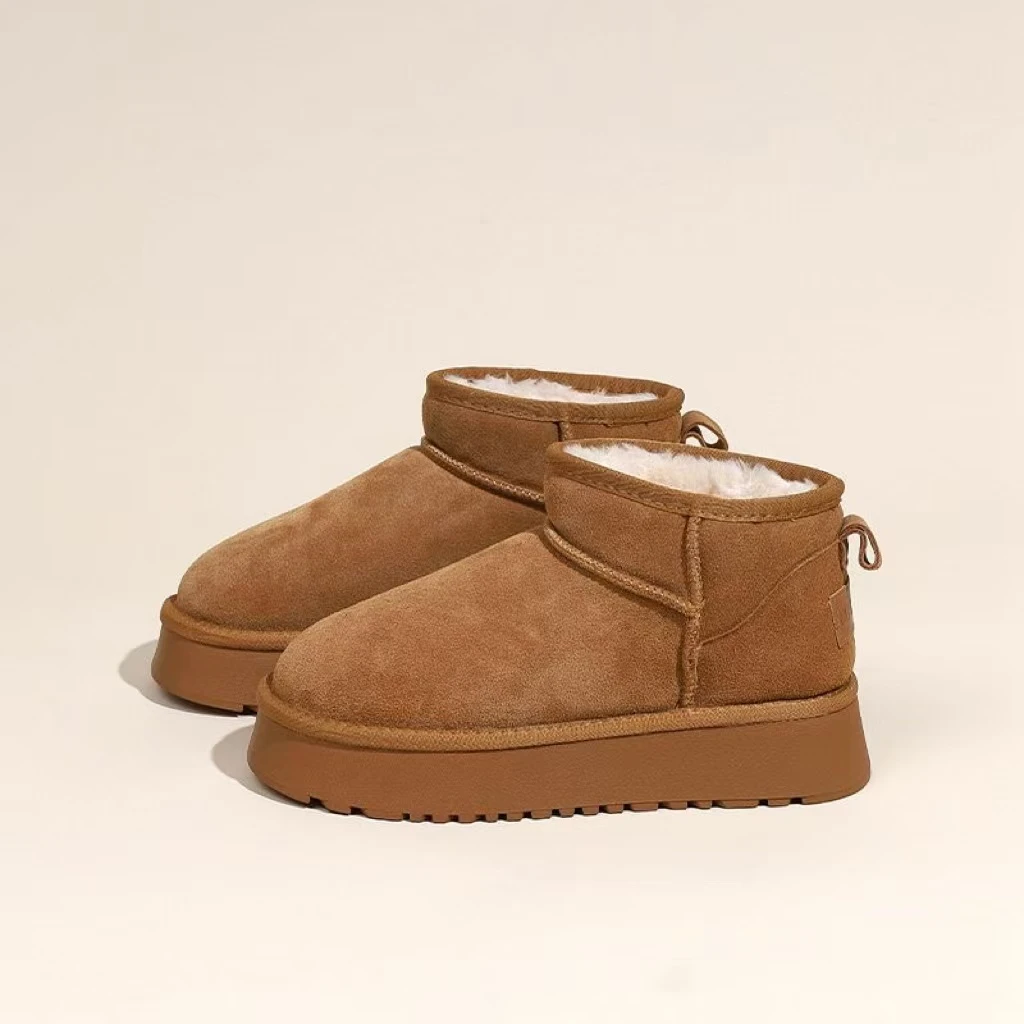 雪地靴同款女厚底棉靴加绒加厚保暖矮筒棉鞋冬季短靴子防滑9222