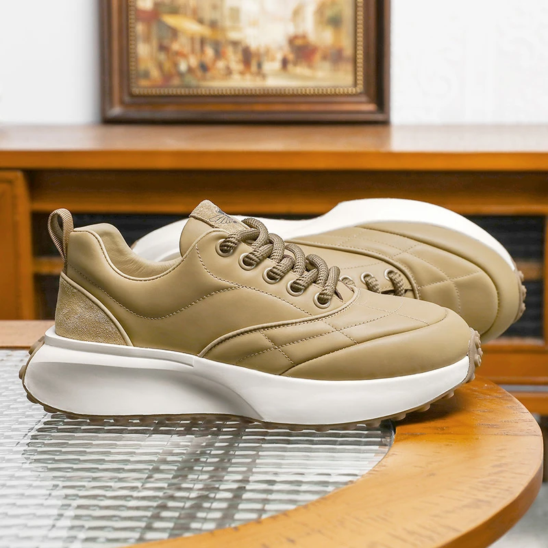 Desai/德赛冬季透气厚底增高时尚百搭潮鞋薄款运动休闲软底男鞋