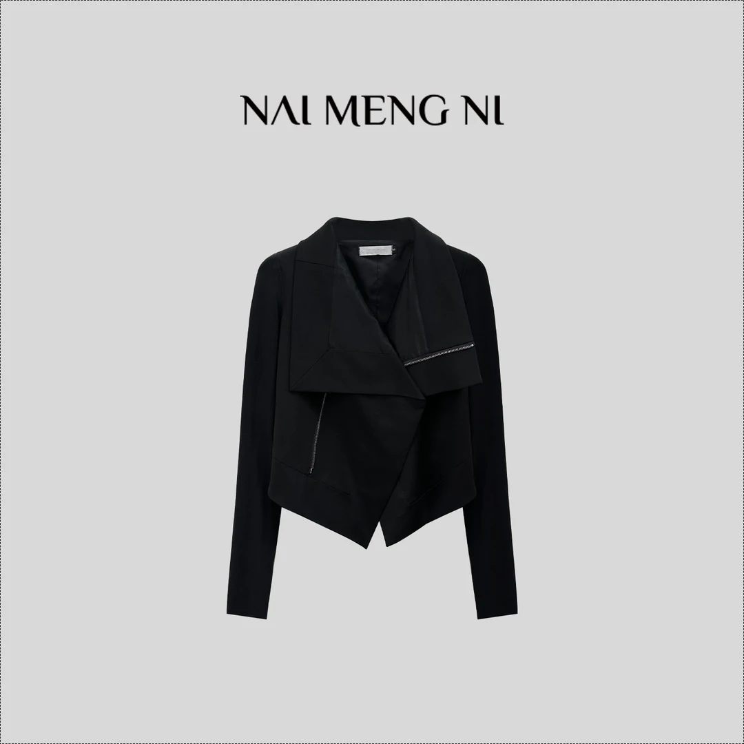 【肉肉】26N0831 短款翻领不规则外套女美式长袖夹克风衣