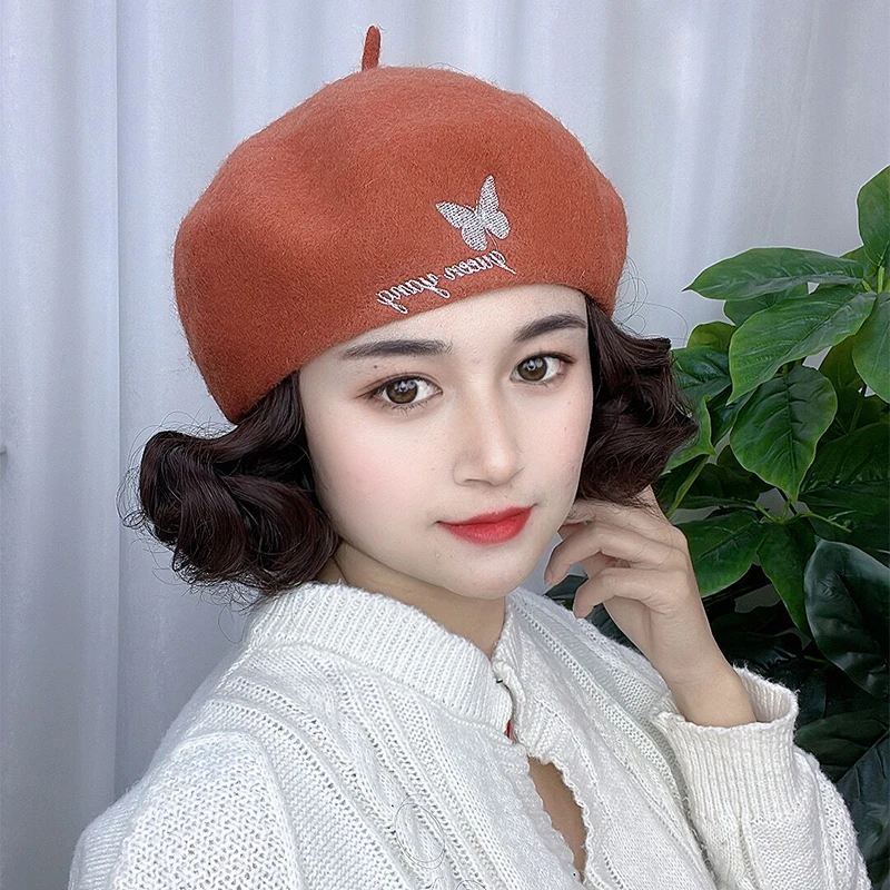 假发帽子一体式贝雷帽慵懒风仿真人发短卷发螺丝卷造型妈妈发黑色