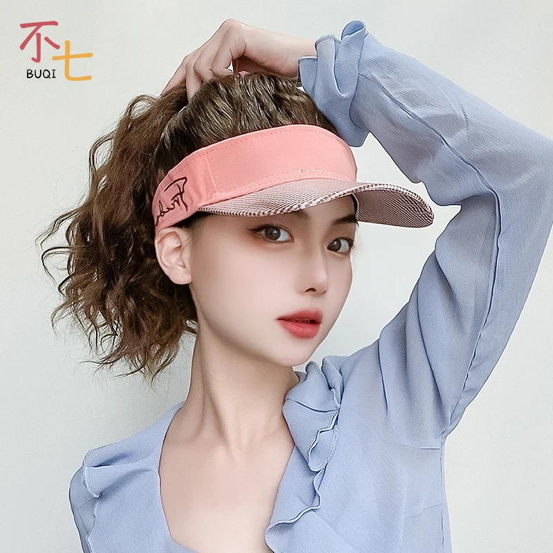 帽子假发一体式遮阳帽高马尾气质时尚假发帽黑色