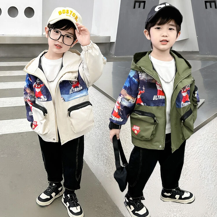 B39B38奥特曼衣服男童春秋季外套新款秋装风衣夹克上衣男孩冲锋衣