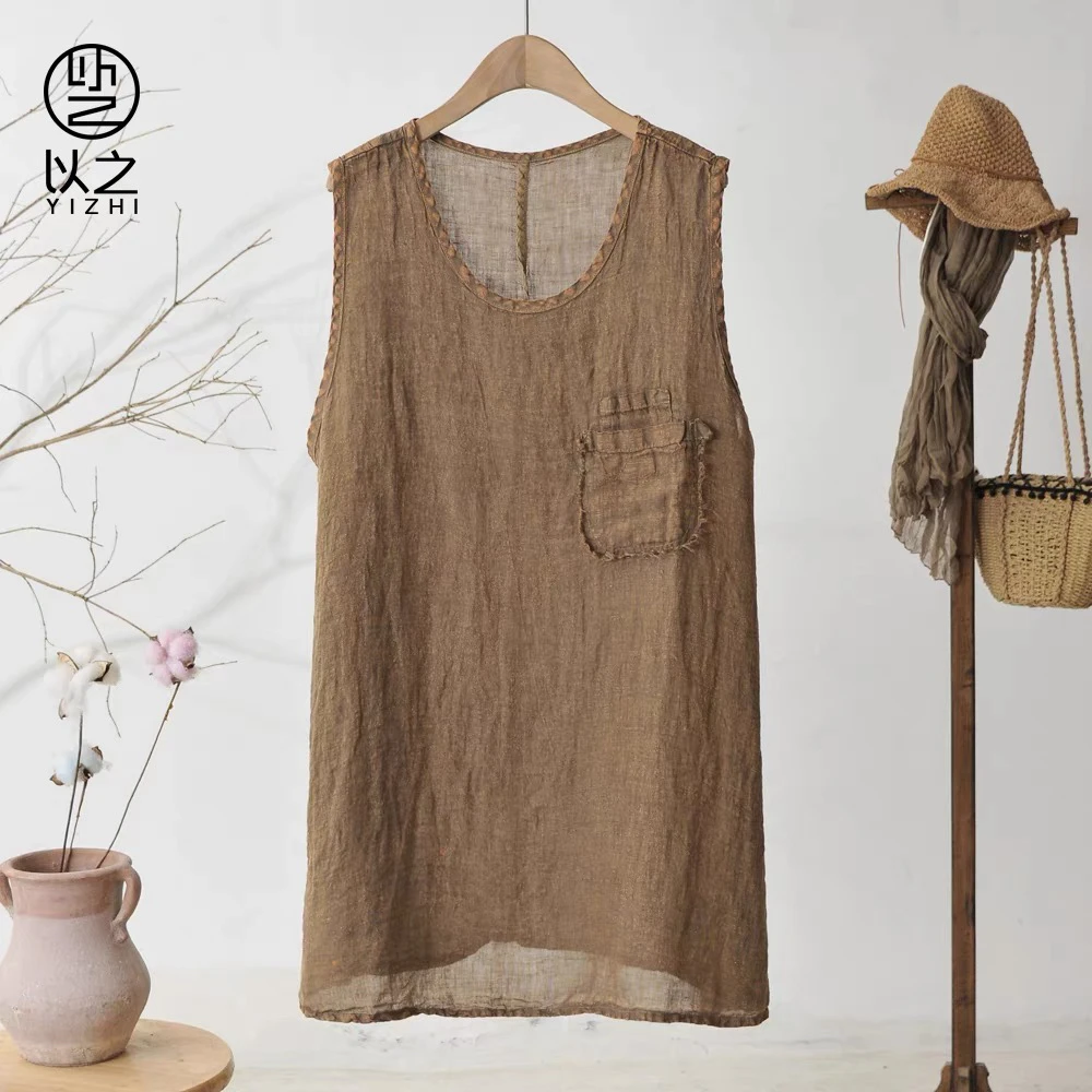 【以之】新款上新U型领宽松上衣女复古做旧休闲通勤百搭