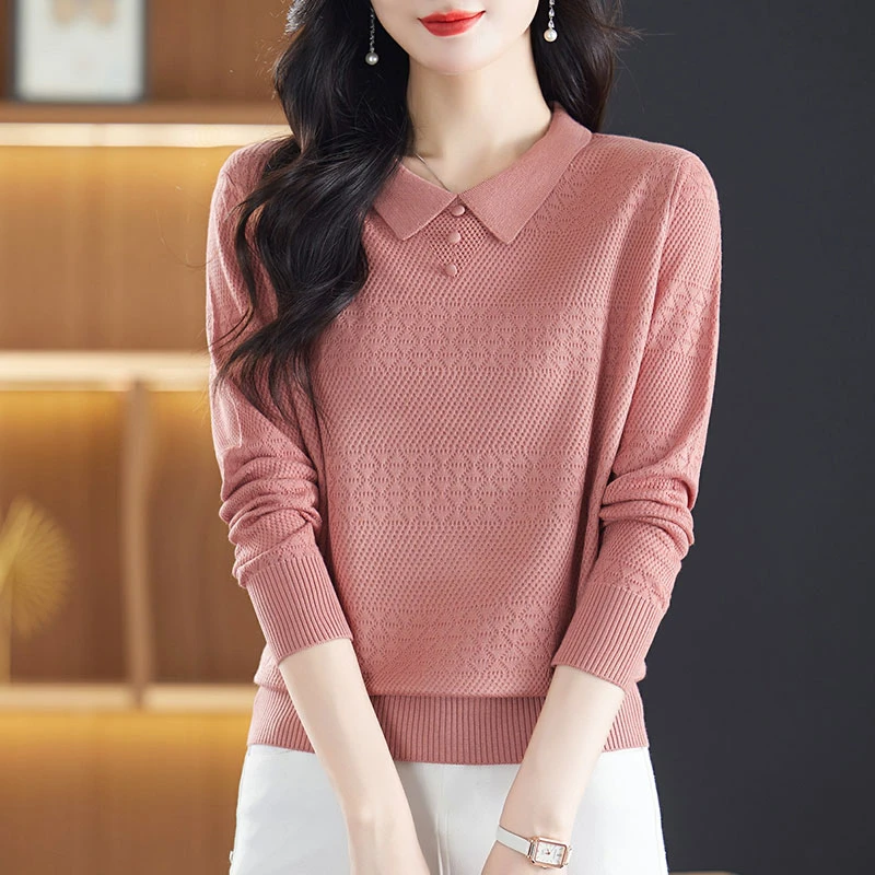 2025春新款毛衣女薄款长袖针织衫时尚洋气减龄百搭宽松打底衫上衣