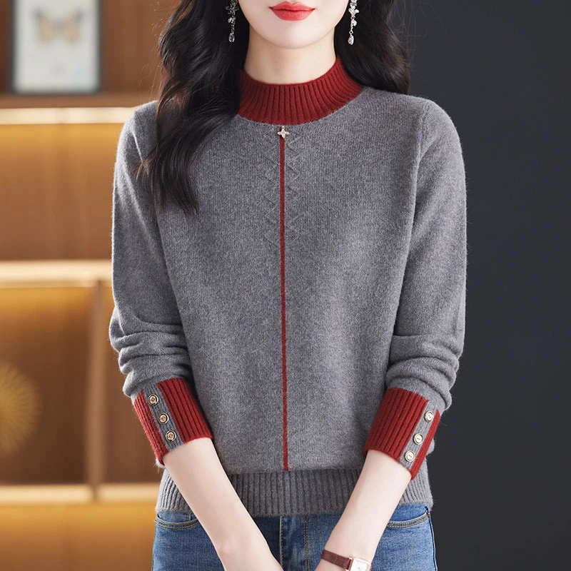 秋冬新款毛衣打底衫女款爆款2025新款时尚中年女士半高领针织衫