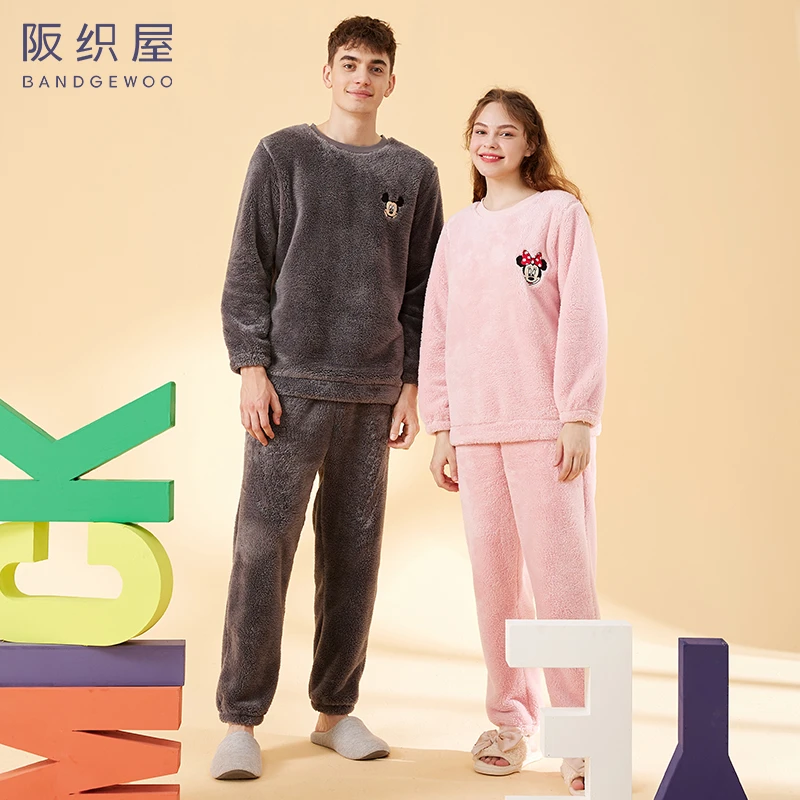 【断码福利】阪织屋迪士尼系列舒棉绒女士男士套头套装家居服