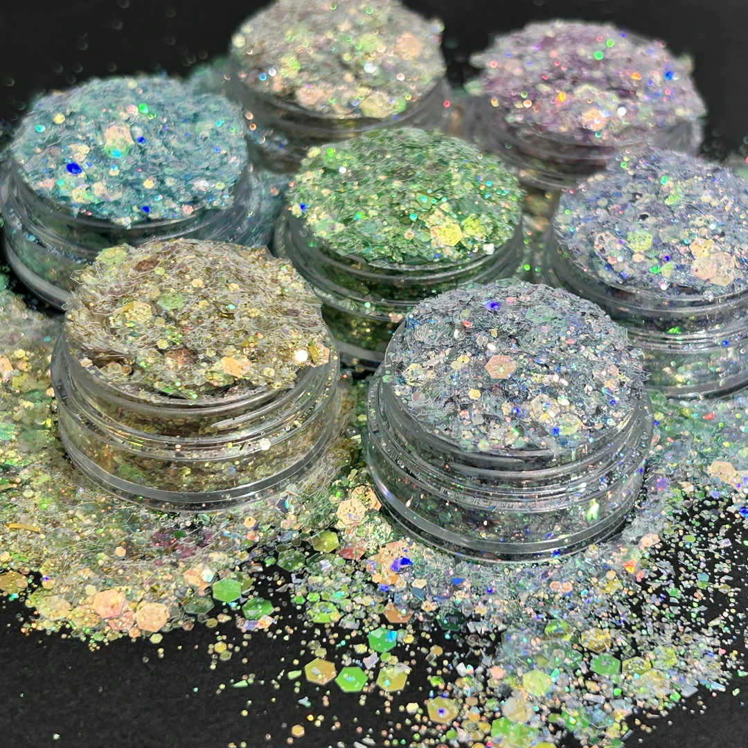 妖精之瞳梦幻美甲亮片爆闪网红指甲油闪粉DIY大贴片流麻手工配件