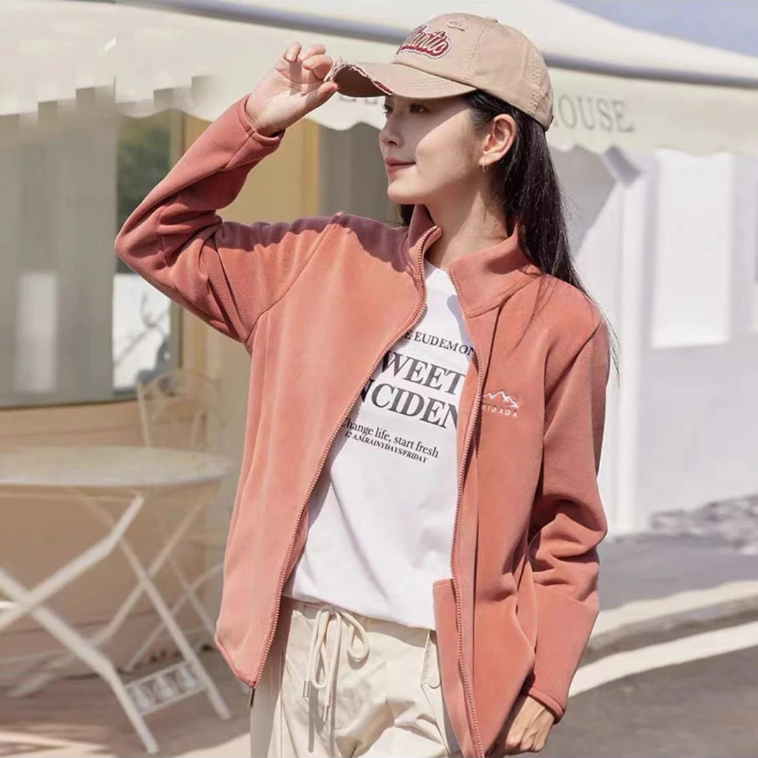 6122-女士（蜜红）双面奥利绒防风外套