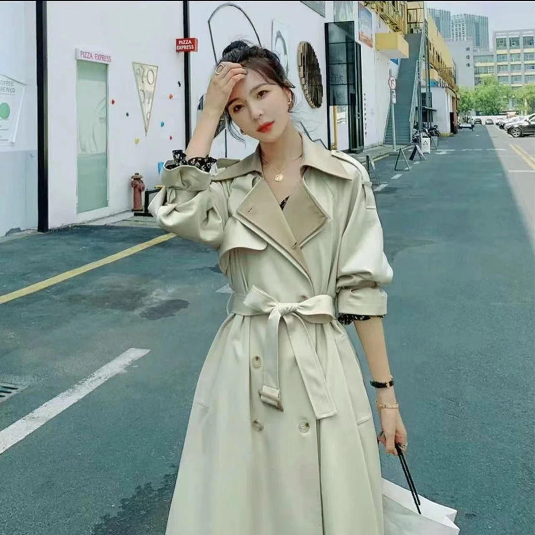 7017-复古英伦早秋（苔藓绿）单排扣中长风衣