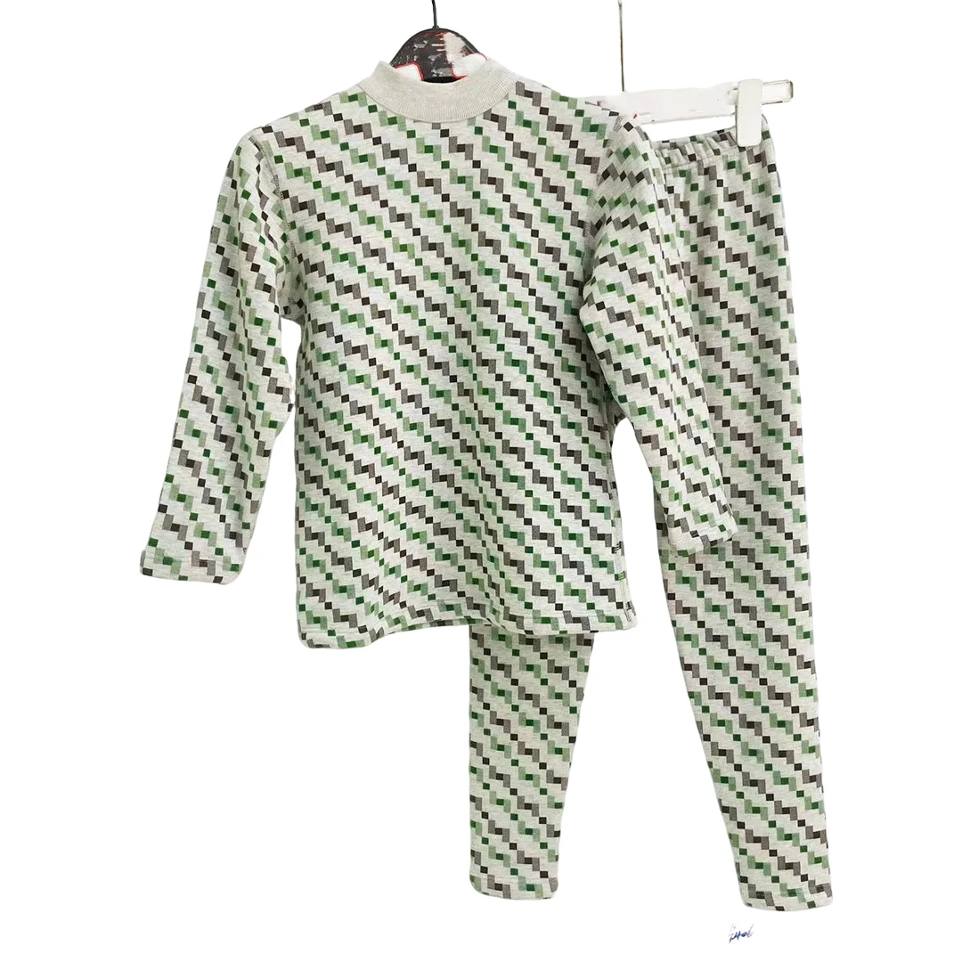 7406-中大童6008（绿咖啡）格外壳棉加绒保暖套装