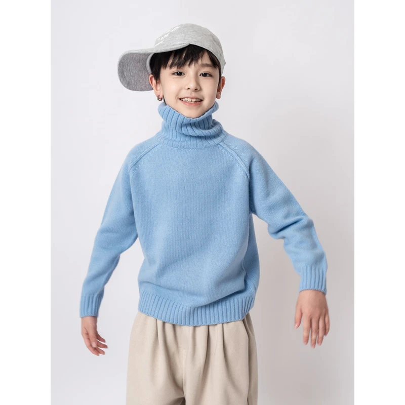 ‘时尚’【100羊毛】男童高领翻领加厚毛衣儿童羊毛衫秋冬新品中大童