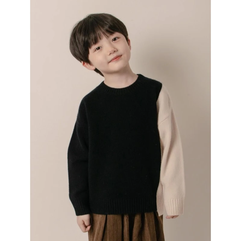 【100全羊毛】男童拼色毛衣儿童羊毛衫打底衫加厚宝宝加厚中大童潮