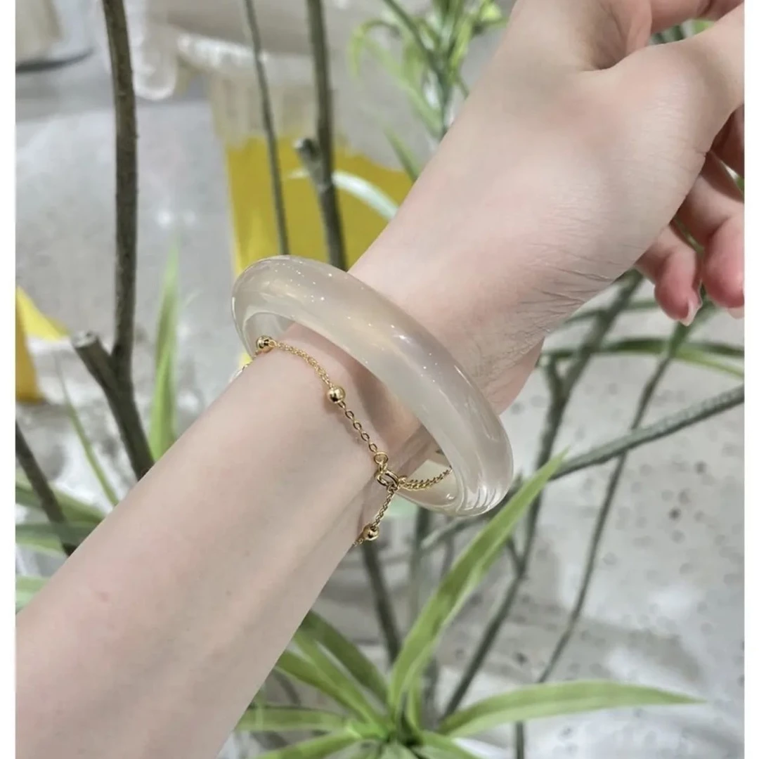精品玛瑙白月光正圈手镯素圈港风高颜值礼物送女友妈妈多样性发一