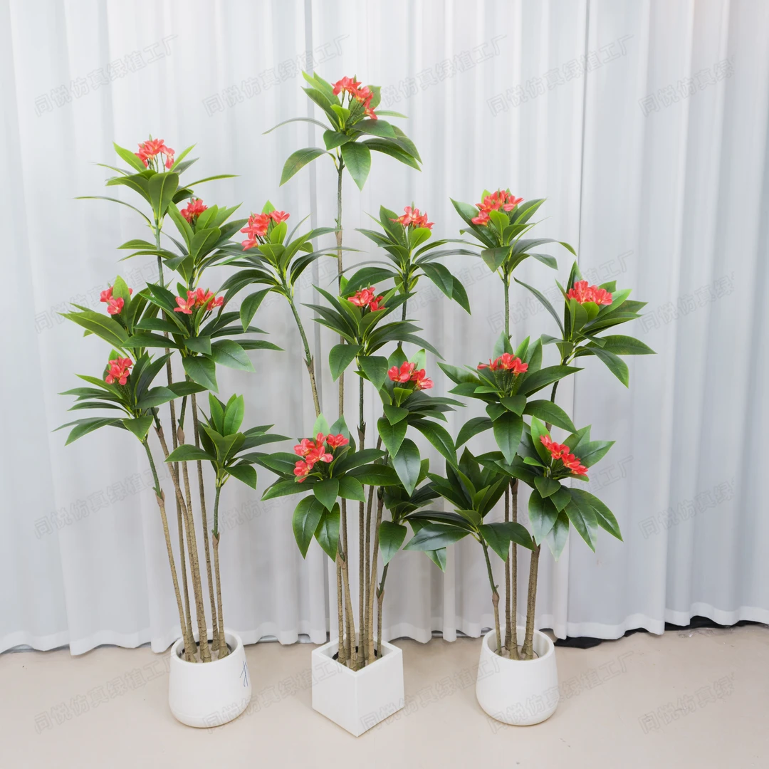 仿真植物鸡蛋花落地盆栽室内大型仿生绿植摆件客厅轻奢装饰花假树