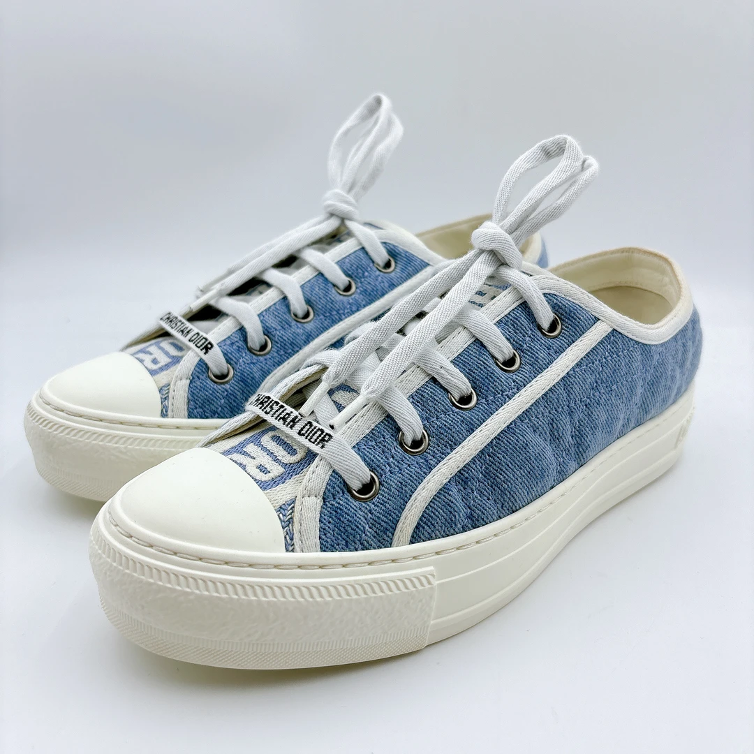 98新/DIOR/迪奥37.5码/浅蓝牛仔板鞋/BM00841