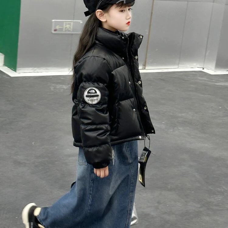女童立领短款羽绒服2023冬装新款洋气女孩面包服儿童潮男童外套潮