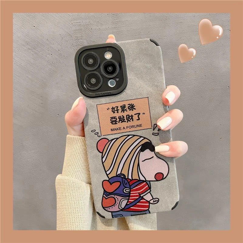 卡通趣味小新适用苹果14手机壳iphone15promax新款情侣13全包防摔
