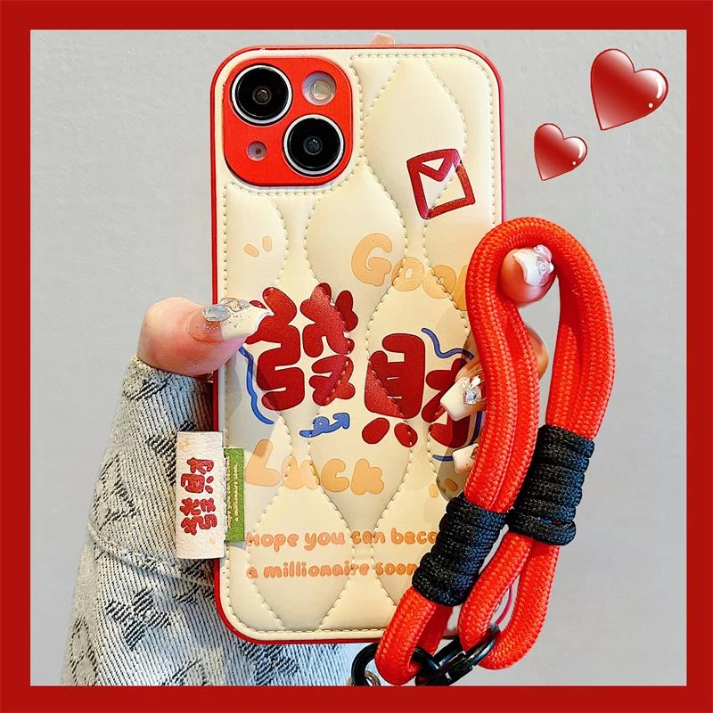 ins羽绒服纹适用iphone手机壳15pro苹果新款14挂绳高级皮质13硅胶