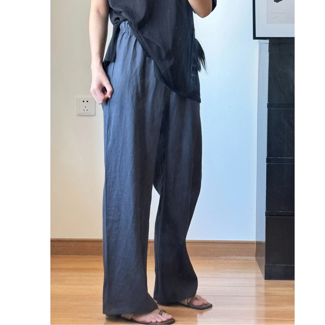 【流素】棉麻简约韩系百搭休闲慵懒夏季直筒阔腿裤
