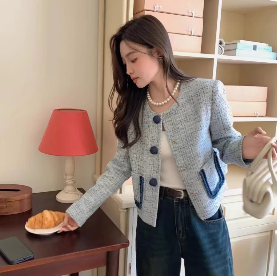 高级法式爆款小香风外套女2024秋季新款独特粗花尼超好看短款上衣