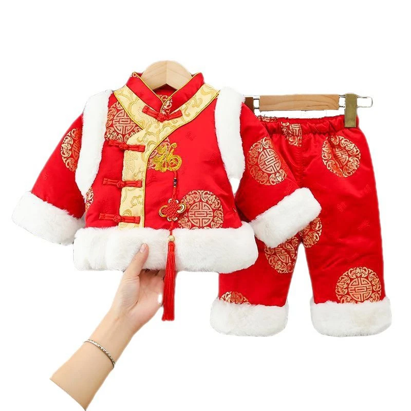 新年红儿童唐装，男女童都可穿。