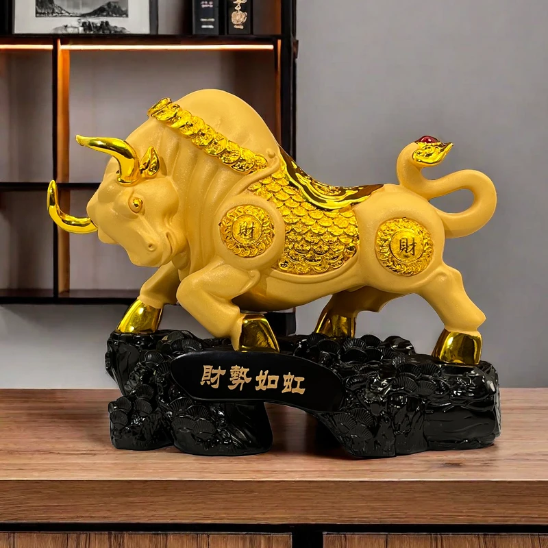 客厅玄关电视柜十二生肖金牛工艺品摆件新店铺开业家居装饰品高档