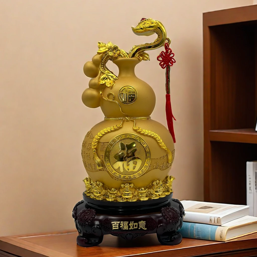 金色旋转百福如意葫芦客厅玄关电视柜酒柜桌面装饰品家居摆件