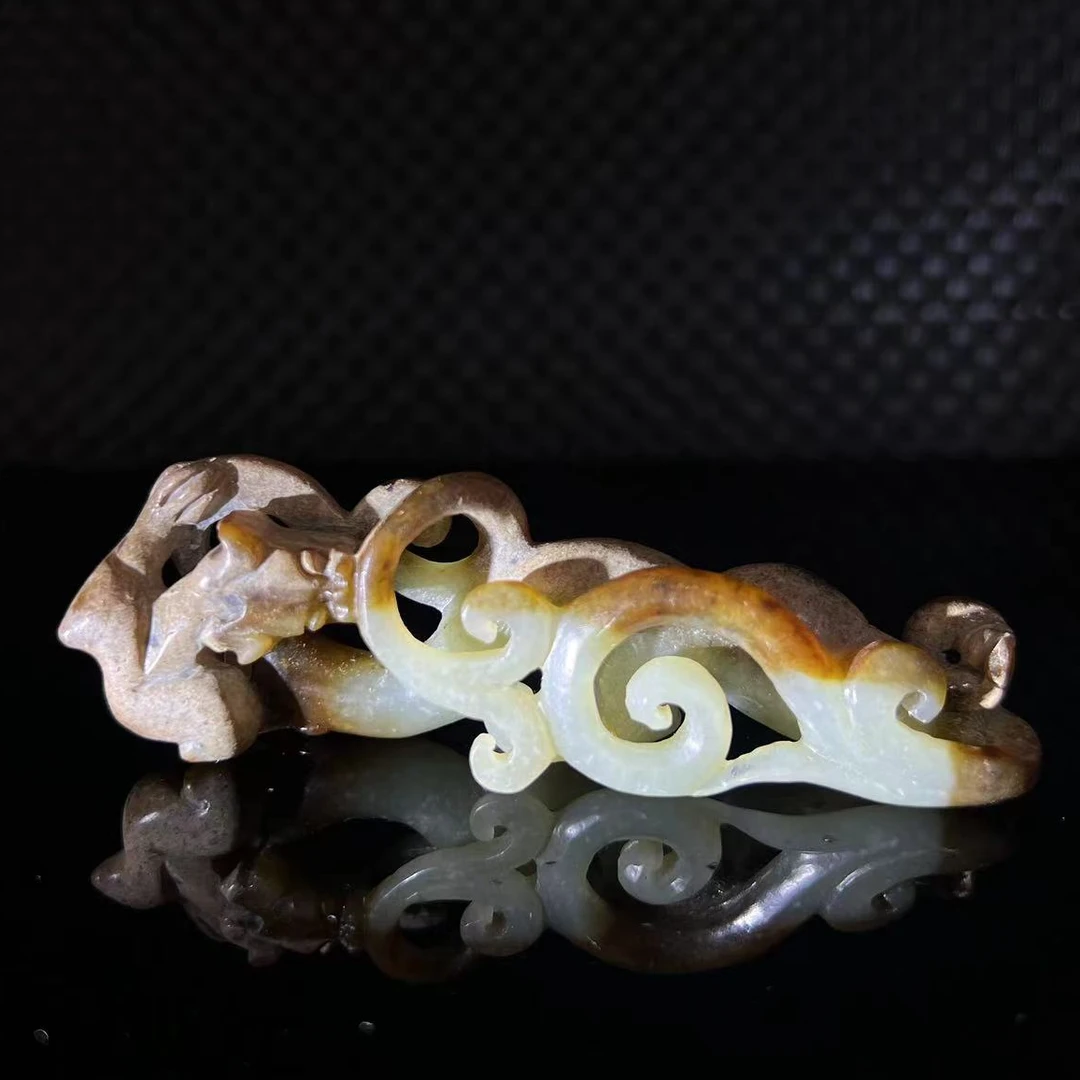 和田玉镂空螭龙吊坠（汉）古风雕刻百搭
