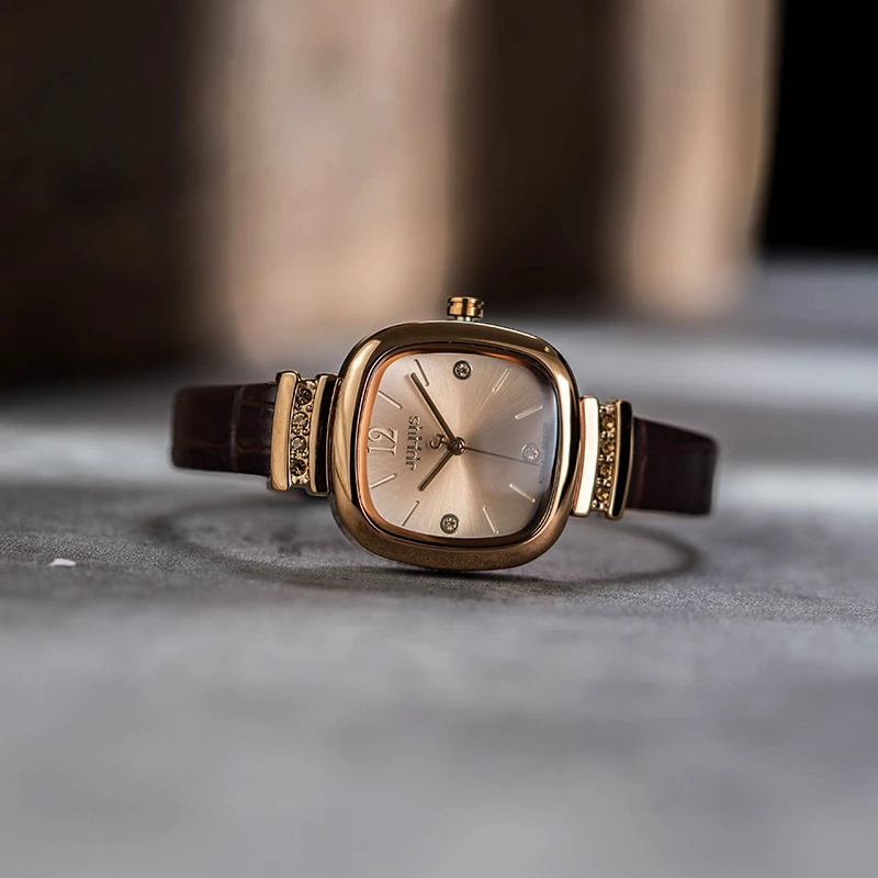 聚利时品牌新款小方表手表女小众正品石英气质小巧克力表学生863