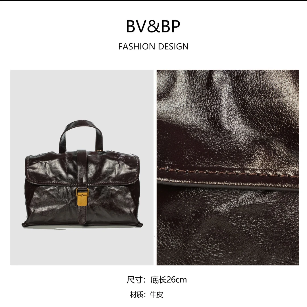 包包女2024新款时尚百搭单肩包轻奢小众斜挎包BV9812-英伦咖
