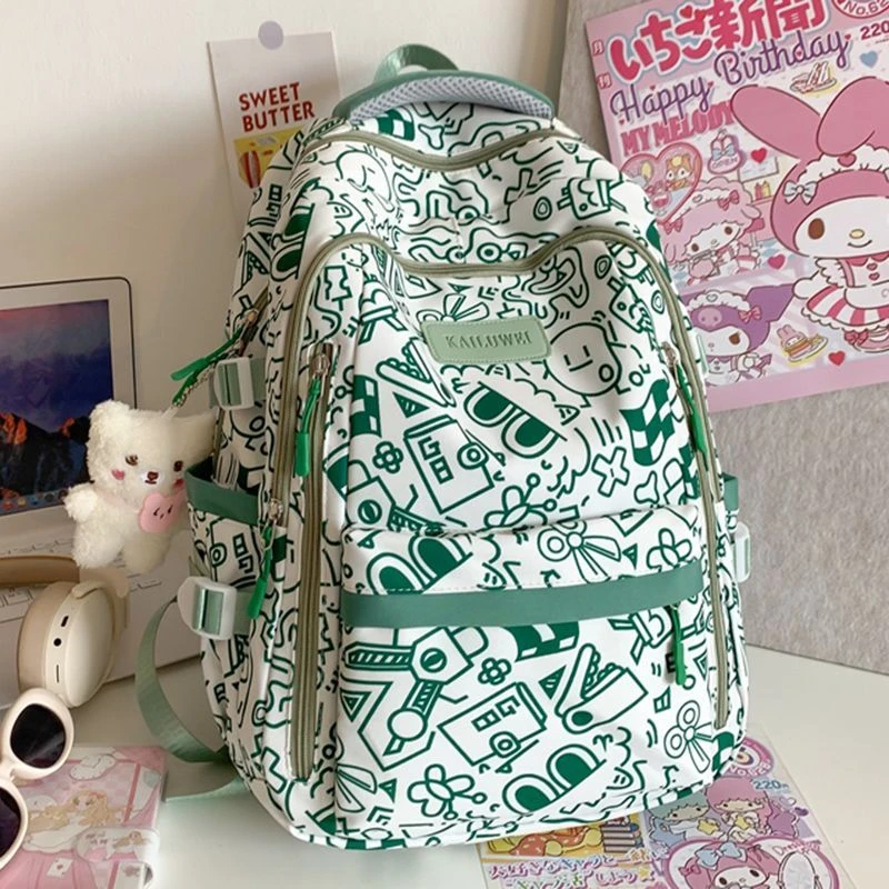 初中高中生学生书包女大容量休闲时尚双肩包涂鸦潮流韩版旅行背包