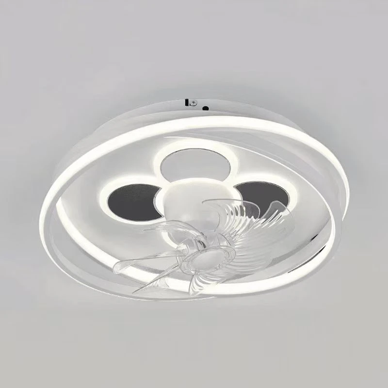 2024年双环圈摇头款式风扇灯卧室{自带AI离线语音}遥控无极调光