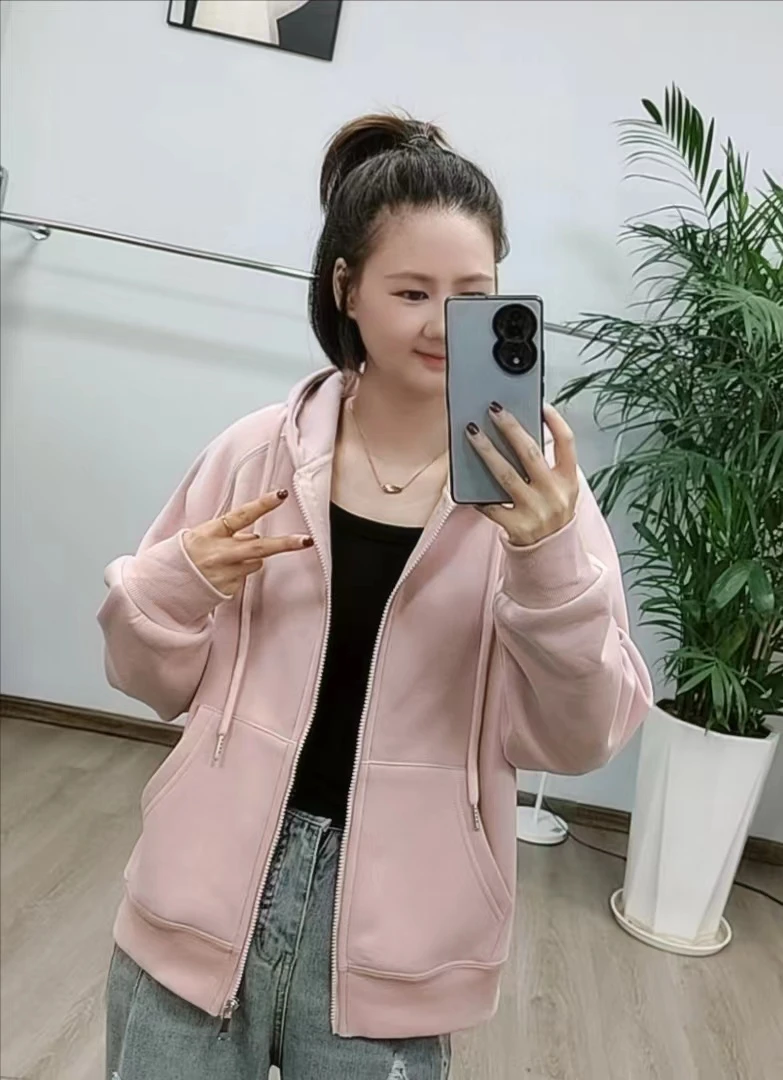 939华棉冬款加绒，秋款拉链连帽卫衣开衫2024新款百搭外套时尚韩版