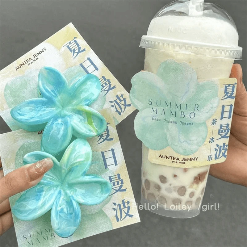 沪上阿姨同款晕染鸡蛋花抓夹花朵发抓后脑勺盘发鲨鱼夹半扎发发夹