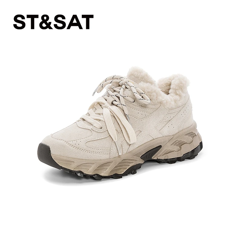 星期六厚底老爹鞋女2024冬新款复古加绒保暖棉鞋时尚运动休闲潮鞋