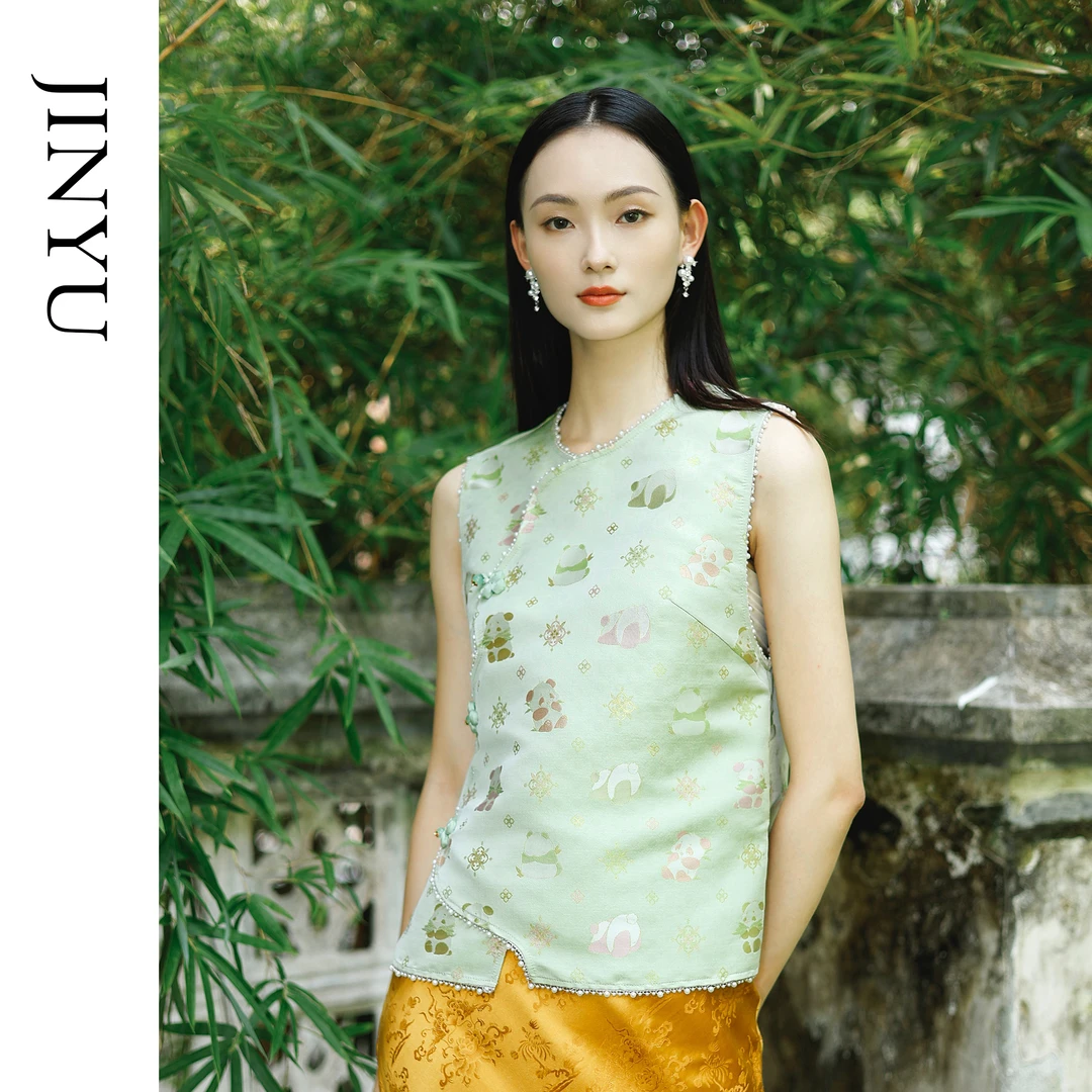 矝羽轩【织金熊猫】李德喜正品大师非遗宋锦新中式印花宽松马甲