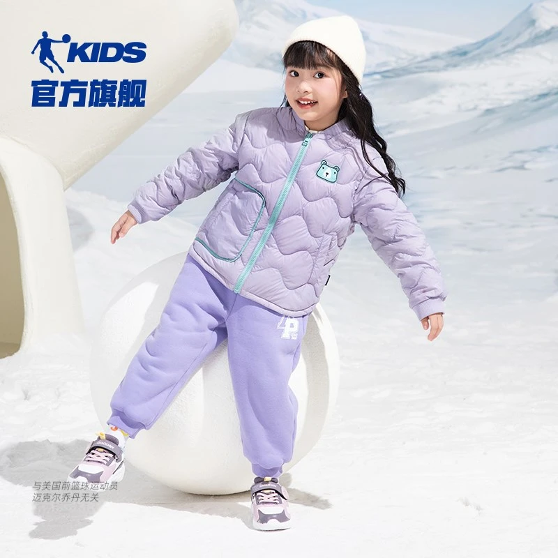 中国养丹童裤2023冬季新款男女中大童针织长裤保暖加厚休闲运动裤