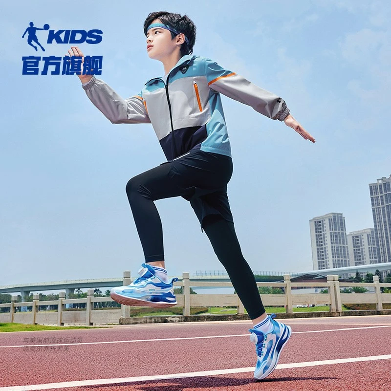 中国乔丹童鞋2023新款运动鞋男童大童跑步鞋防滑减震旋钮扣中大童