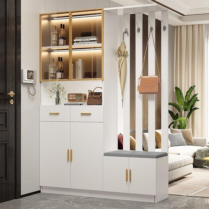 2024新款轻奢玄关柜鞋柜一体现代家用门口衣帽收纳柜进户门隔断多
