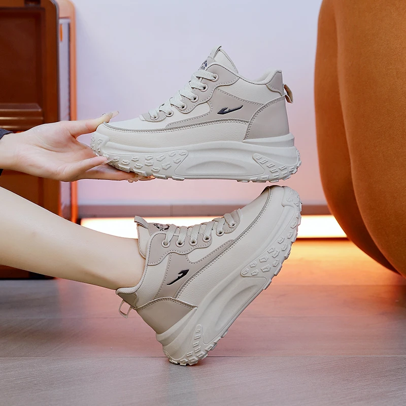 WANWO/万沃【小个子】增高5cm秋季新款高帮鞋休闲运百搭秋冬老爹鞋